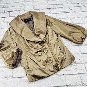 BCBGMaxAzria Womans Formal Jacket Small Bronze/Gold Bubble Sleeve Elegant